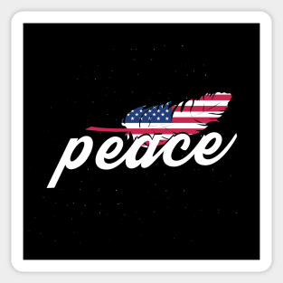 Peace American Flag Dove Feather Sticker